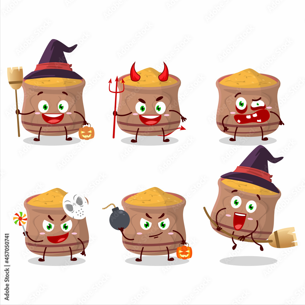 Halloween expression emoticons with cartoon character of curcuma Halloween expression emoticons with cartoon character of curcuma