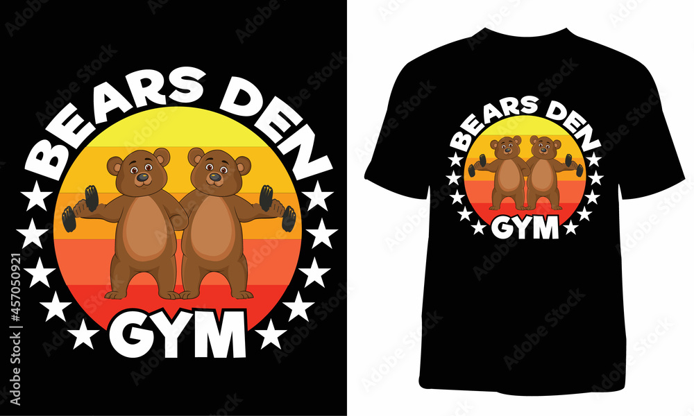 Bears den gym tshirt design. Tshirt design template. Vintage tshirt