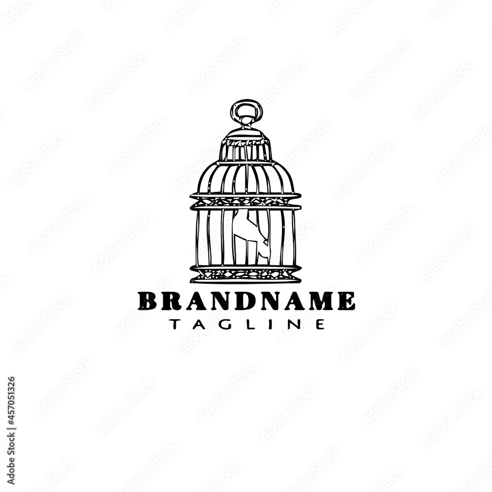 birdcage cartoon logo icon design black isolated vector illustration