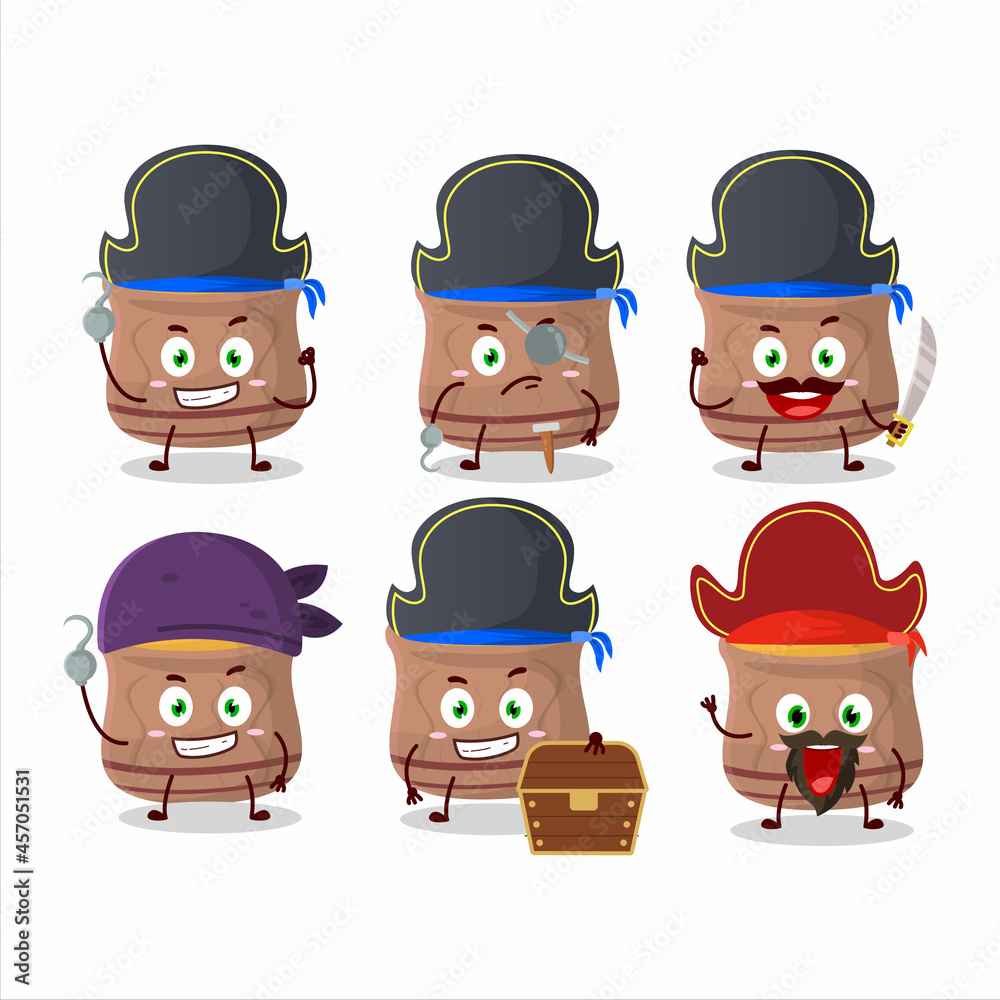 Cartoon character of curcuma with various pirates emoticons