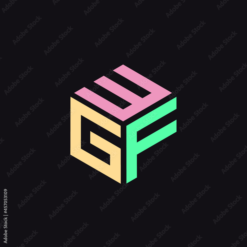 Hexagon logo with the letters WGF design Hexagon logo with the letters WGF design