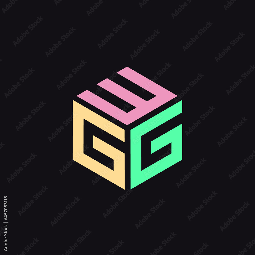 Hexagon logo with the letters WGG design Hexagon logo with the letters WGG design