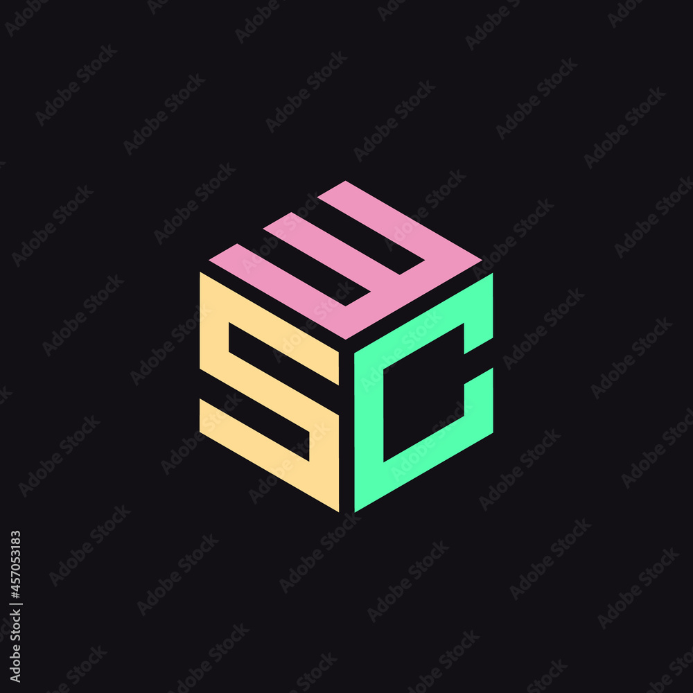 Initial letter WSC hexagon shape Initial letter WSC hexagon shape