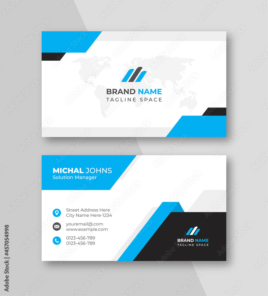 Clean company business card in blue color Clean company business card in blue color