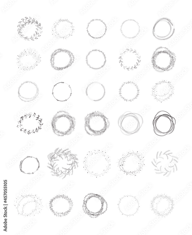 raund branch frame vector illustration set raund branch frame vector illustration set