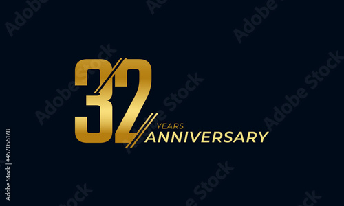 32 Year Anniversary Celebration Vector. Happy Anniversary Greeting Celebrates Template Design Illustration