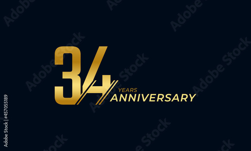 34 Year Anniversary Celebration Vector. Happy Anniversary Greeting Celebrates Template Design Illustration