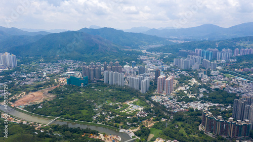 2021 Aug 1 Hong Kong.Aerial view of Sheung Shui District .