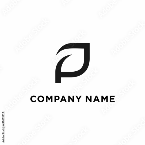 letter P leaf logo Stock Vector