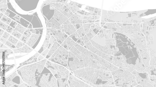 White and light grey Belgrade City area vector background map, streets and water cartography illustration.