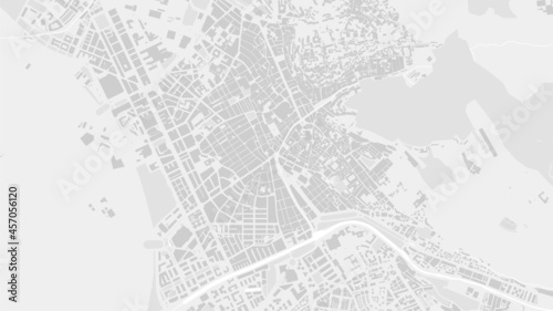 White and light grey Granada City area vector background map, streets and water cartography illustration.