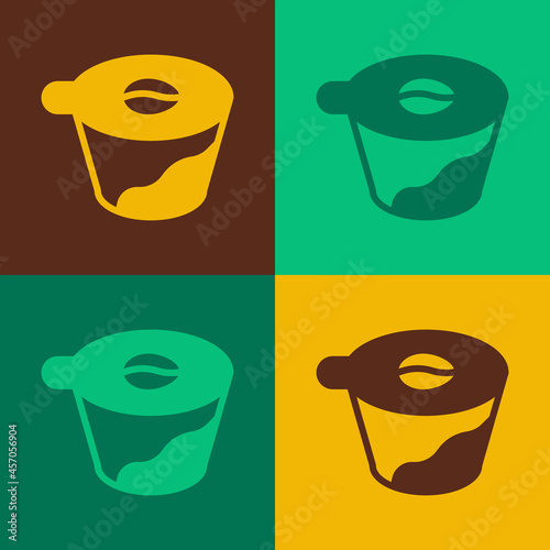 Pop art Pour over coffee maker icon isolated on color background. Alternative methods of brewing coffee. Coffee culture. Vector