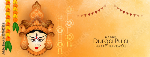 Religious Happy Durga puja and navratri festival banner