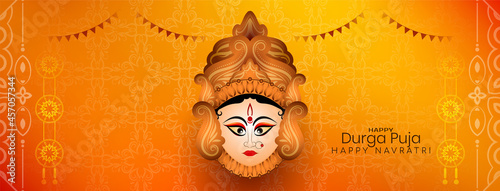 Happy Durga puja and navratri Indian traditional festival banner photo