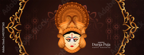 Indian festival Happy Durga puja and navratri celebration banner