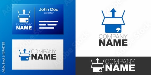 Logotype Unboxing icon isolated on white background. Logo design template element. Vector