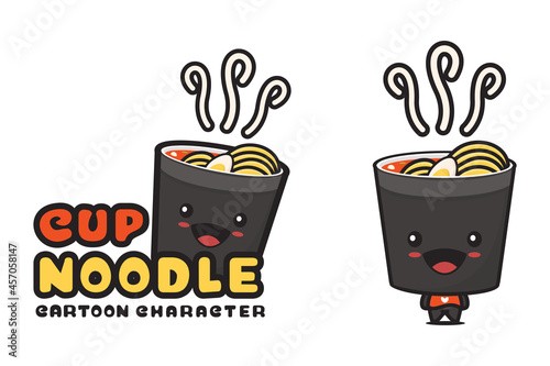 cute cup noodle mascot, food cartoon illustration