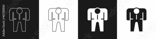 Set Beekeeper costume icon isolated on black and white background. Special protective uniform. Vector