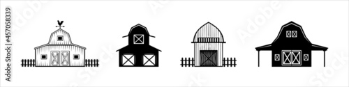 Barn vector illustration set. Farmhouse vector stock illustrations set. Agriculture warehouse graphic design template.