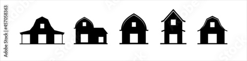 Barn icon set. Barn silhouette vector icons pack. Farmhouse vector stock icon illustration. Flat line design