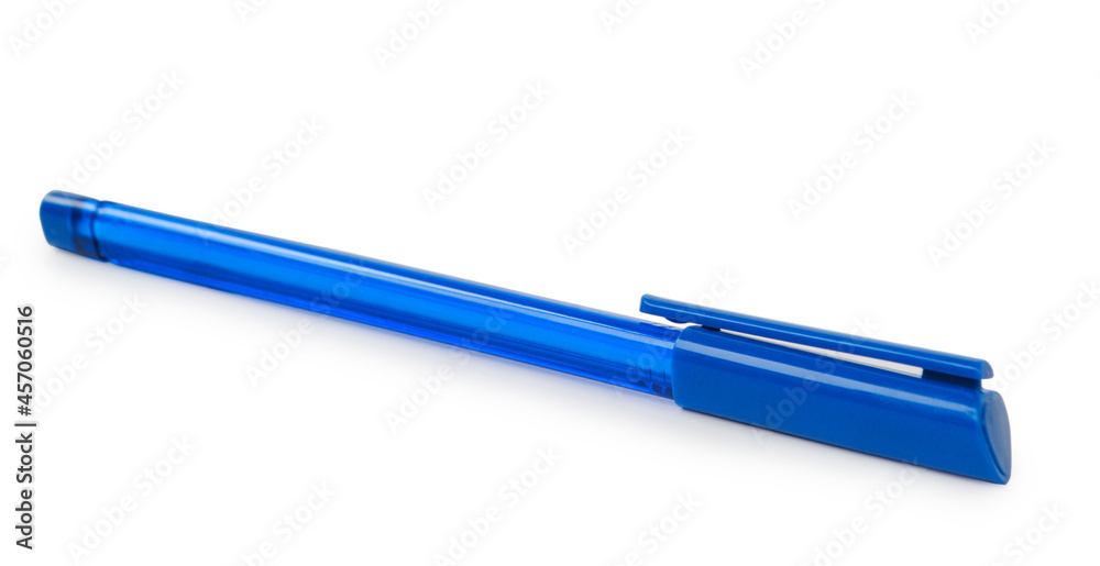 Blue ballpoint pen isolated on white background Blue ballpoint pen isolated on white background