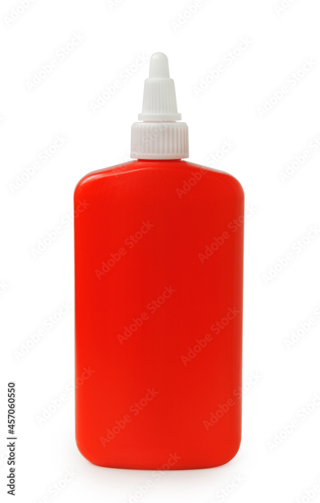 Red bottle with glue isolated on white background Red bottle with glue isolated on white background