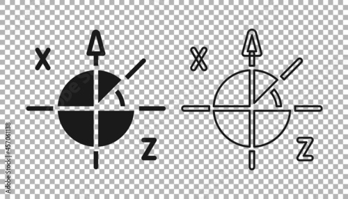 Black Trigonometric circle icon isolated on transparent background. Vector