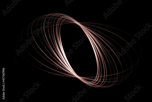 Long exposure of a tiny light swirling over the camera
