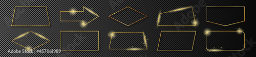 Gold glowing different geometric shape frame
