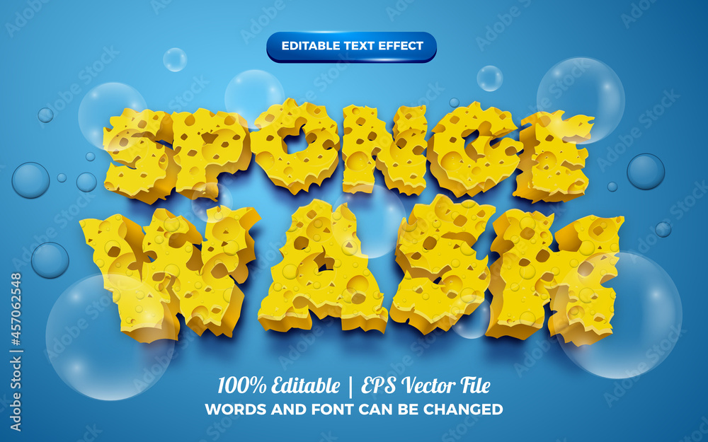 sponge wash 3d editable text effect - obrazy, fototapety, plakaty 