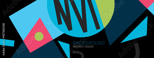 Abstract background. Blocks, lines, triangles, circles composition. Techno or business concept for wallpaper, banner, background, landing page