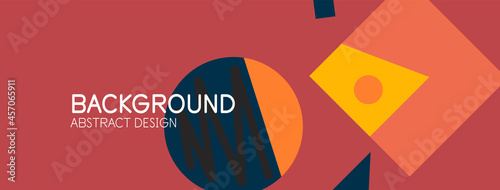 Abstract background. Blocks, lines, triangles, circles composition. Techno or business concept for wallpaper, banner, background, landing page