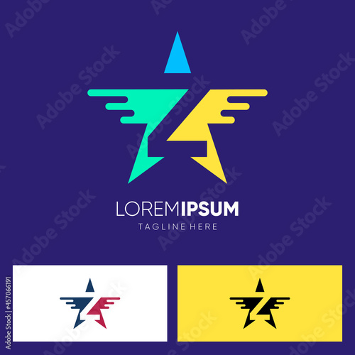 Letter Z Star or with Wing Logo Design Vector Icon Graphic Emblem Illustration