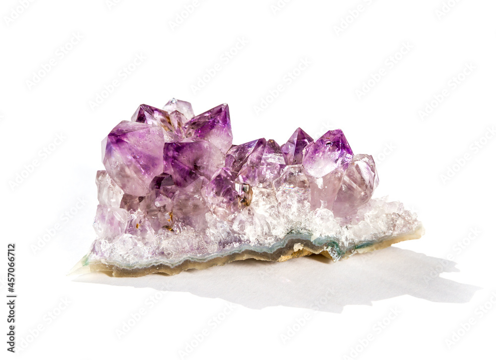 Amethyst gemstone on a white background