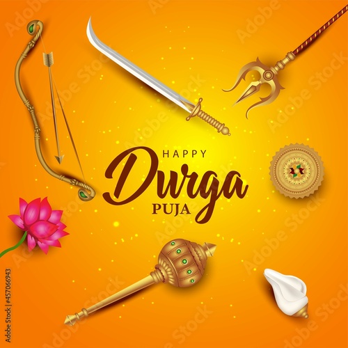 indian God Happy Durga Puja Subh Navratri background. vector illustration photo