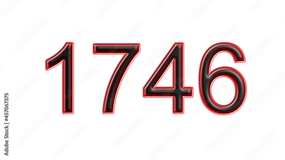 red 1746 number 3d effect white background red 1746 number 3d effect white background