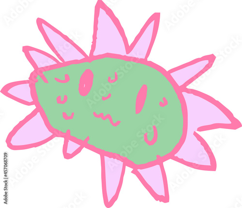 子供が描いた汗っかき太陽のかわいい落書き 猛暑 熱射病