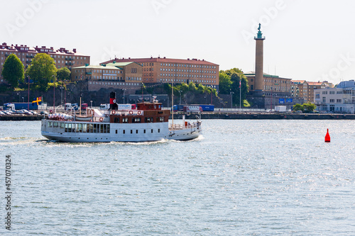 Cityscape at Gothenburg and an old passenger ship photo