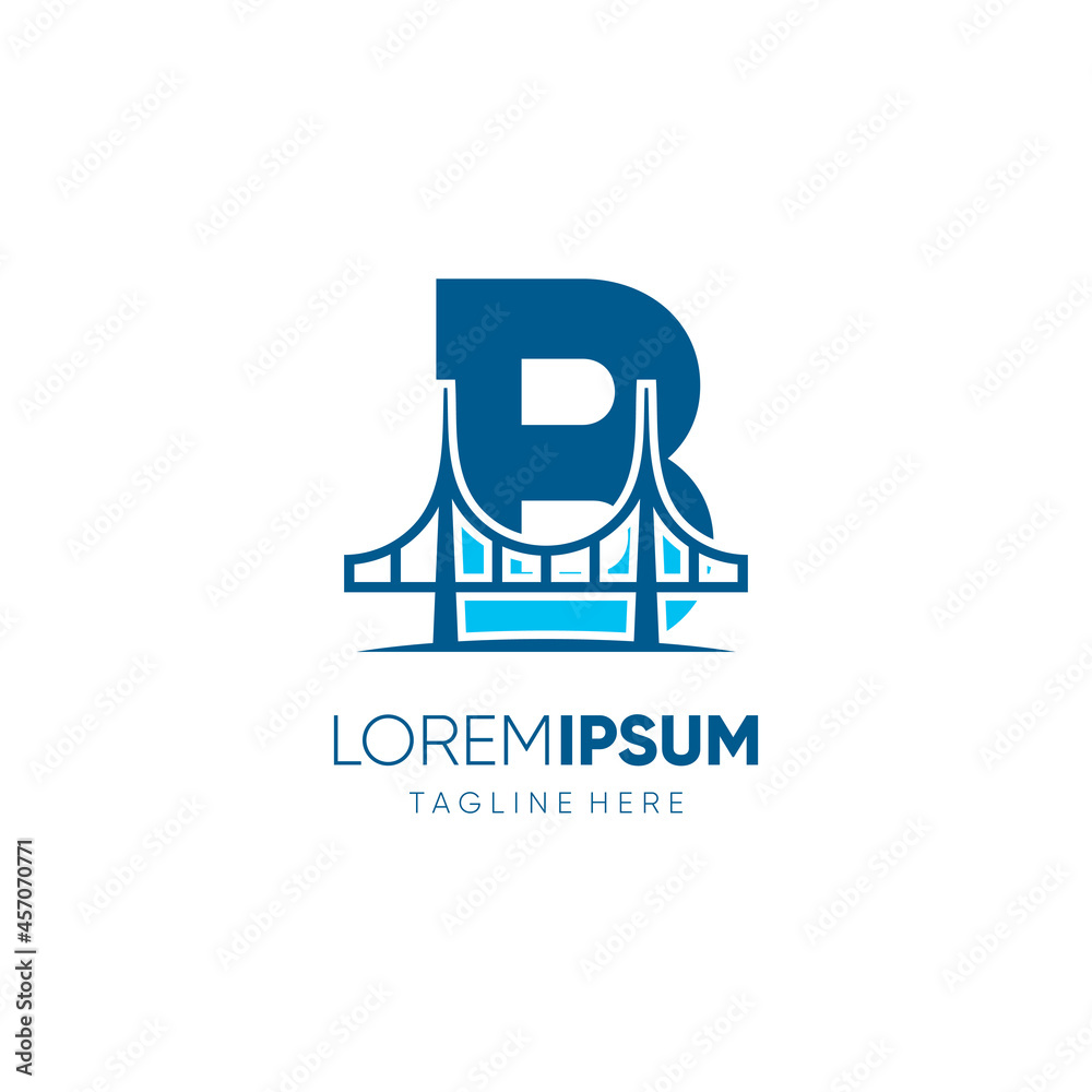 Letter B Bridge Logo Design Vector Icon Graphic Emblem Illustration