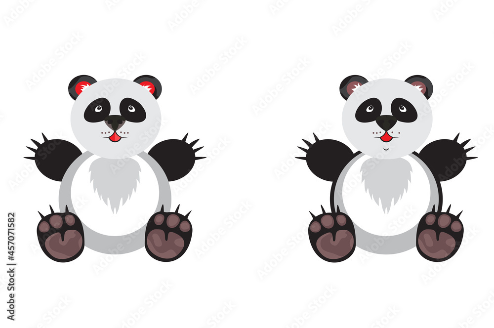 Naklejka premium Illustration of a panda. Spot the differences in animals. Print on paper. Vector illustration