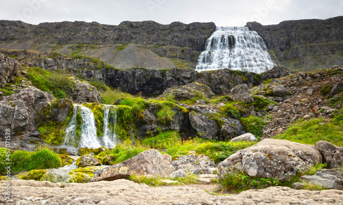 Dynjandi is the most famous waterfall of the West Fjords, Iceland