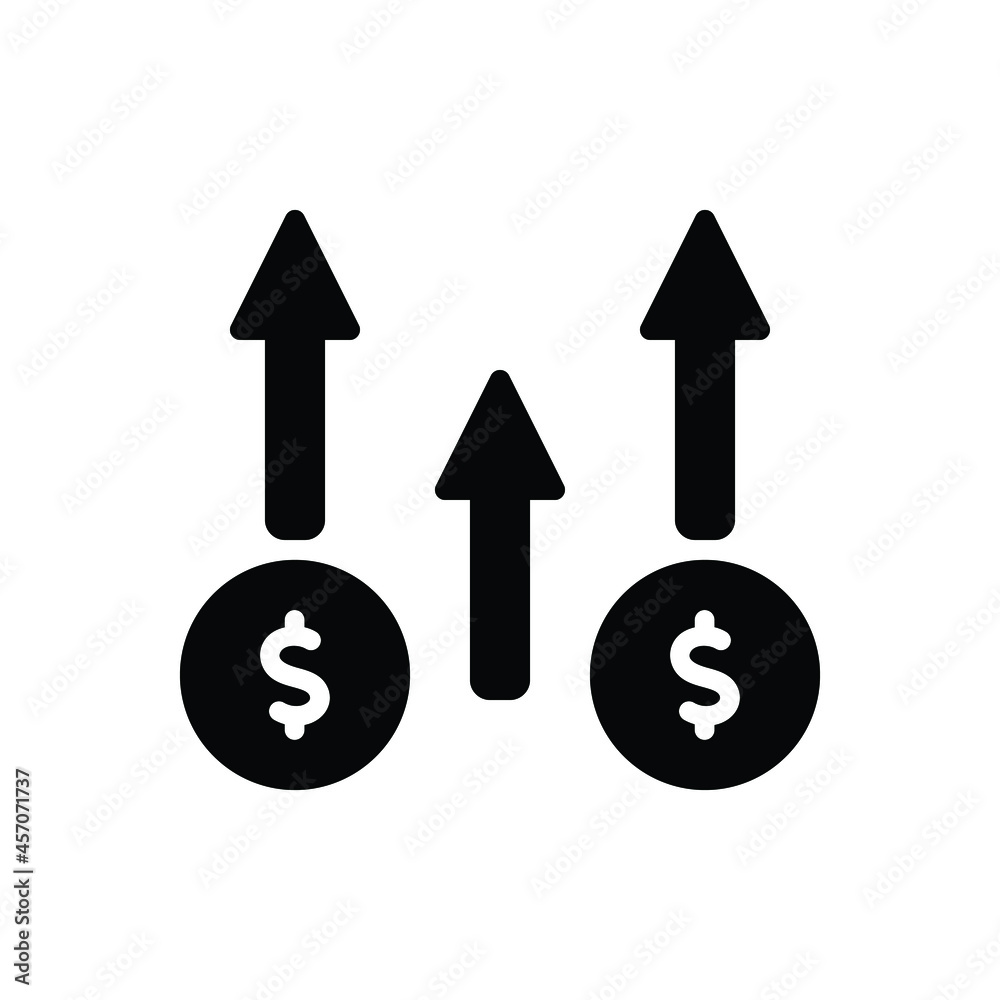 Black solid icon for prix increase Black solid icon for prix increase