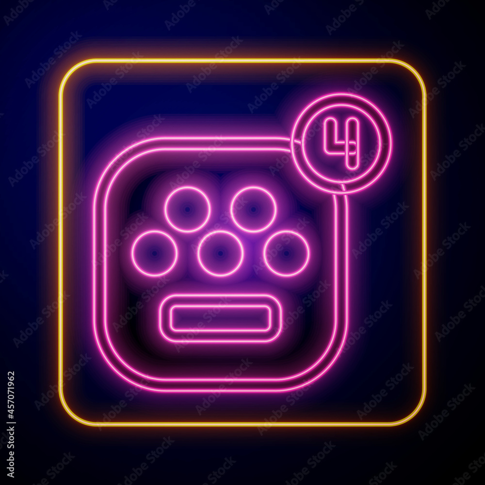 Glowing neon Taxi mobile app icon isolated on black background. Mobile application taxi. Vector Glowing neon Taxi mobile app icon isolated on black background. Mobile application taxi. Vector