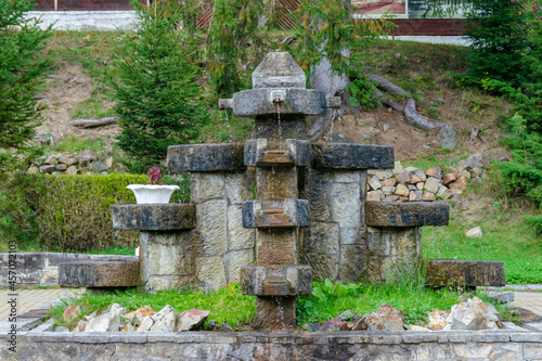 Fountain in the central park of Slanic Moldova, Bacau, Romania