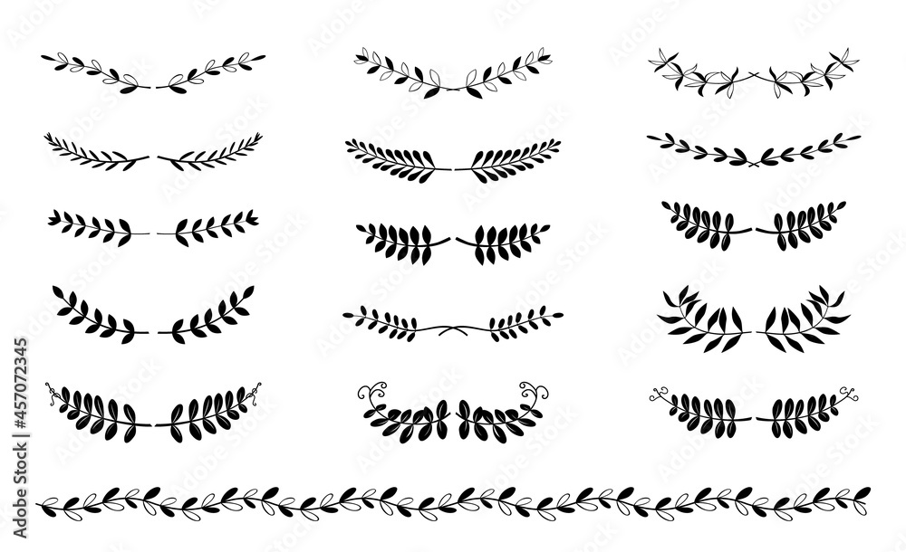 Obraz premium Set of floral dividers. Text separators. Decorative stripe patterns. Page decors. Design elements for invitations and holiday cards.