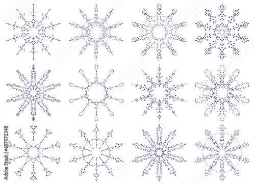 Snowflakes. Dot pattern. Se...