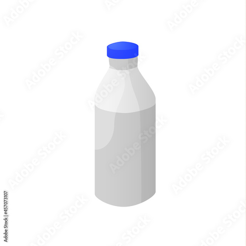 Milk bottle in cartoon style on white background