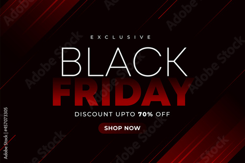 Black friday sale with red gradient abstract element on black background