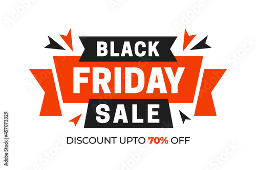 Black friday sale with red  & black ribbons on white background