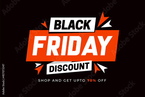 Black friday sale with red & white ribbons on black background